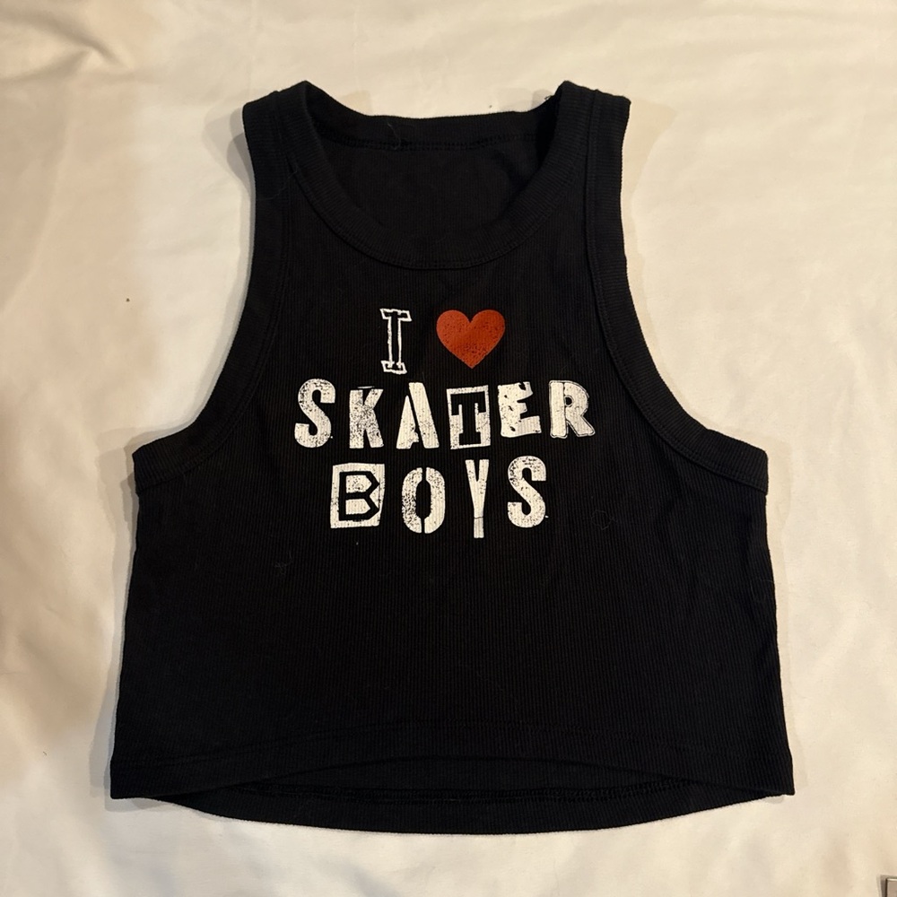forever 21 i heart ❤️ skater boys cropped tank
